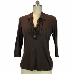 Talbots Brown Knit 3/4 Sleeve Shirt